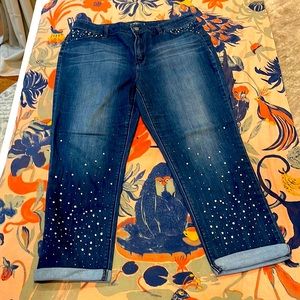 Chico's Blue Ankle Jeans with Studded Detail